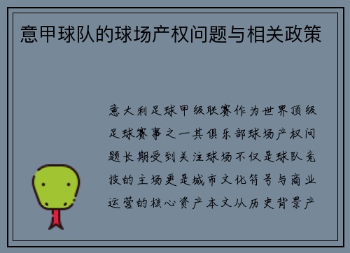 意甲球队的球场产权问题与相关政策